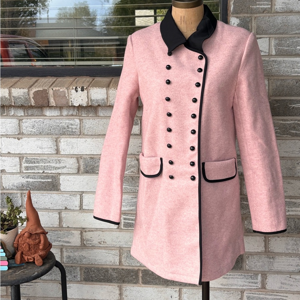 Pink black military style peacoat size medium